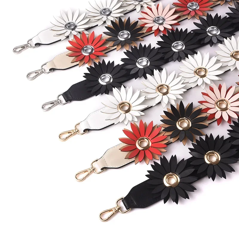 Faux Leather Bag Strap Fashion Rivet Flower Accessories Luxury DIY Handbag Handle Straps Bags Shoulder Crossbody Belts Strap