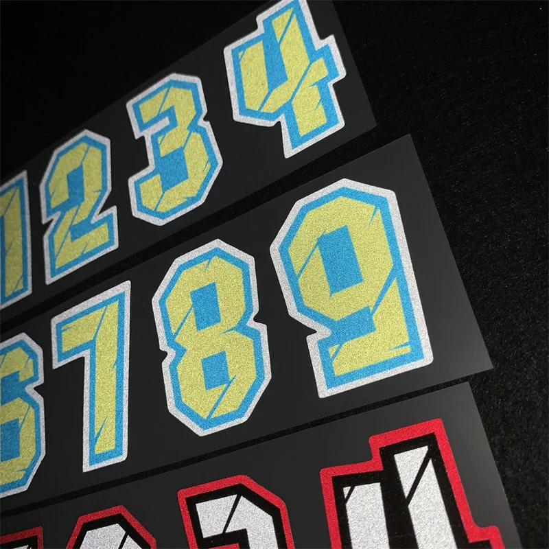 10Pcs Number 0-9 Racing Numbers Stickers 0123456789 Helmet Vinyl Decals Motorcycle Accessories Stickers Car Styling Decals 5cm