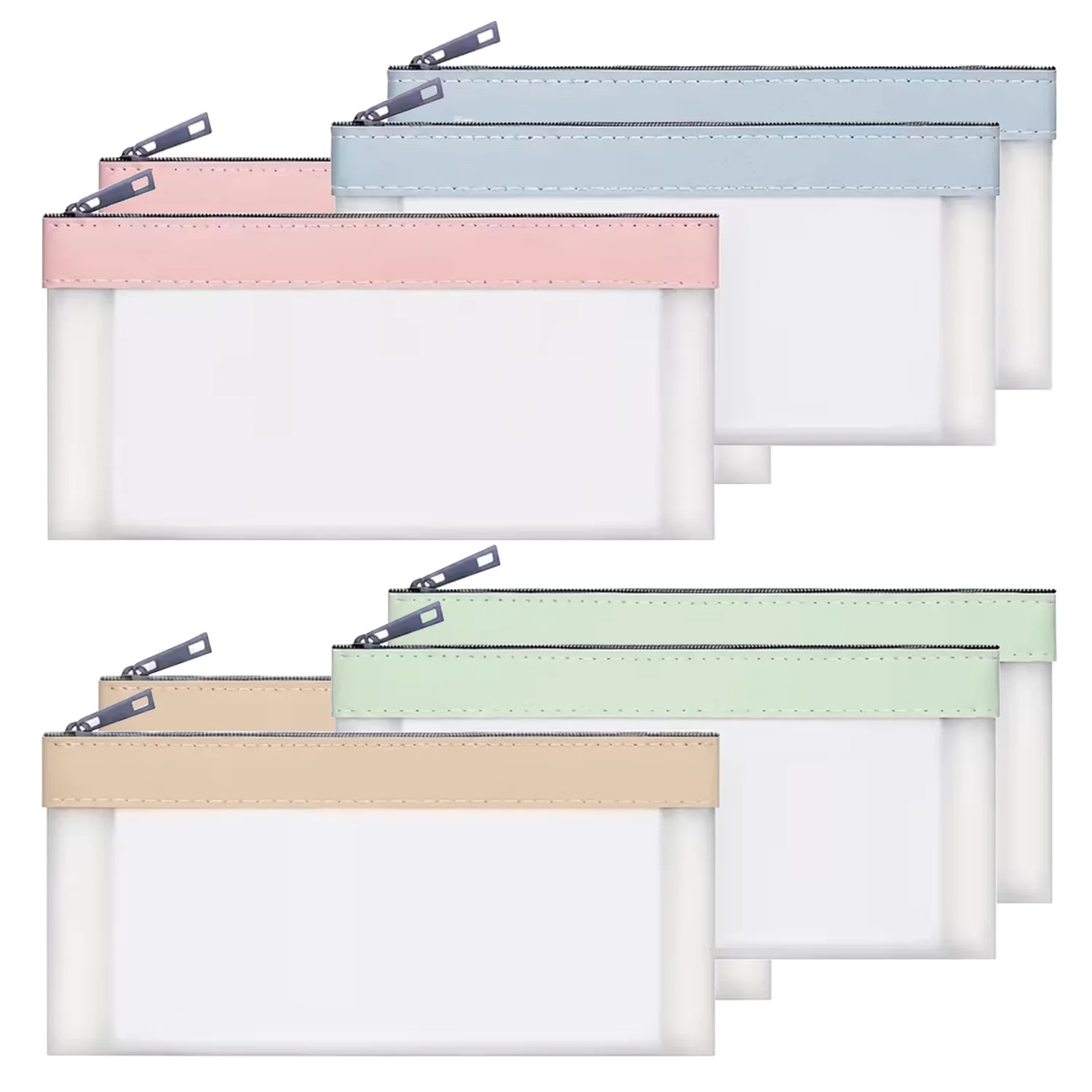 4/8 Stück Geldbeutel mit Reißverschluss, Geldumschläge, Schreibwarenbeutel, transparente Bank-Einzahlungsbeutel, 4 Farben, Mehrzweck-Scheckbrieftasche für das Büro – Detail 1