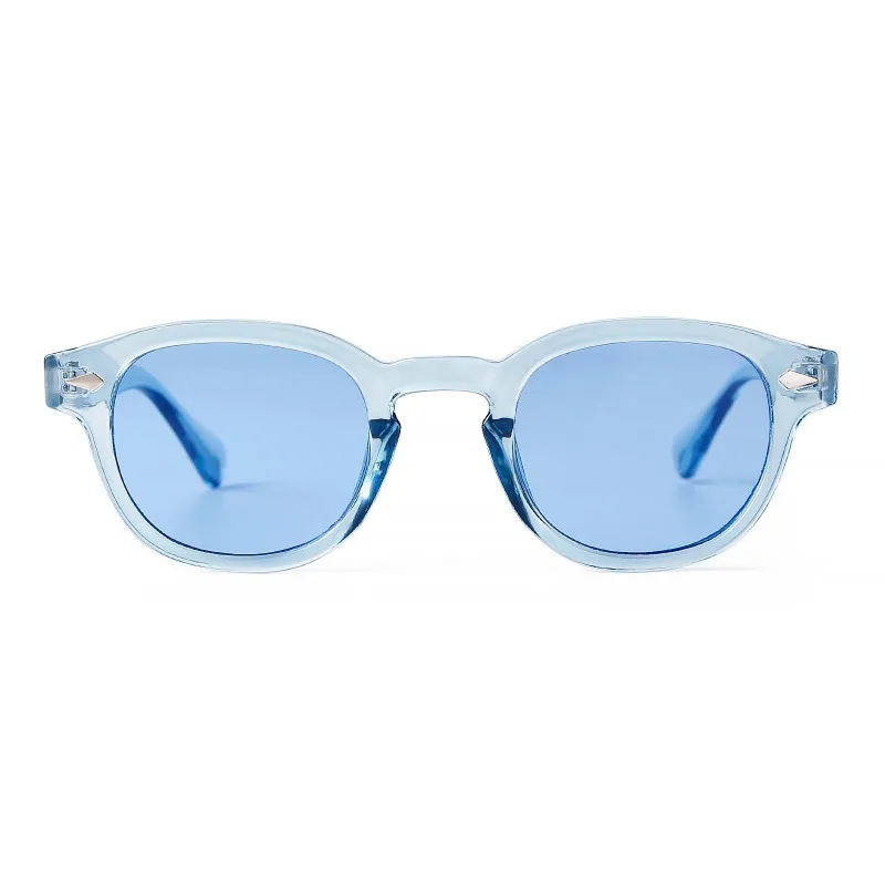 Fashion Transparent Blue Round Sunglasses Women Men Retro Rivet Small Square Sun Glasses UV400 Summer Traveling Eyewear view 2