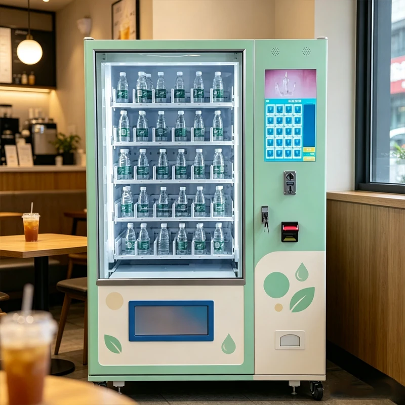 Custom Printed Shell Water Vending Machine Keypad Screen Automatic Bottled Water Vending Equipment For Cafe And Shopping Mall