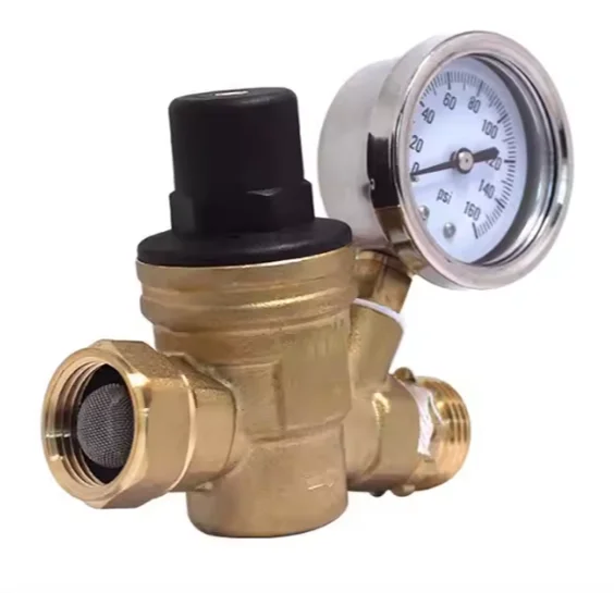 

Lead-free brass regulator with oil-filled gauge