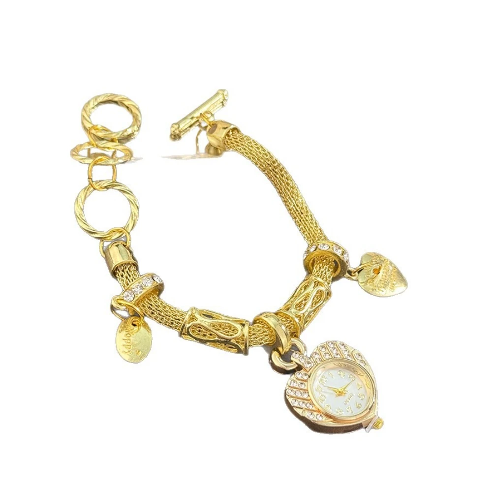 Estilo étnico amor pingente pulseira relógios feminino coreano moda tendência relógio de quartzo feminino