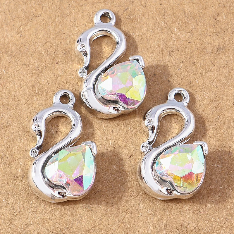 10 Stück 19*11mm Kristall Schwan Charms Anhänger für Schmuckherstellung Halskette Ohrringe DIY Armband Zubehör Zubehör – Detail 7