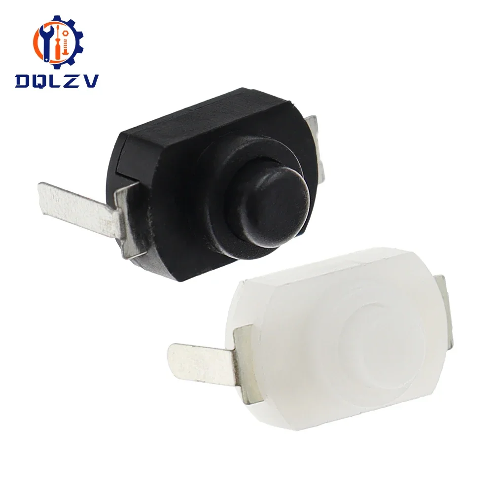 Interruptor de linterna de 12x8MM, Mini interruptor de botón de encendido y apagado, 1208YD, autobloqueo para antorcha eléctrica, CC 30V, 1A, negro