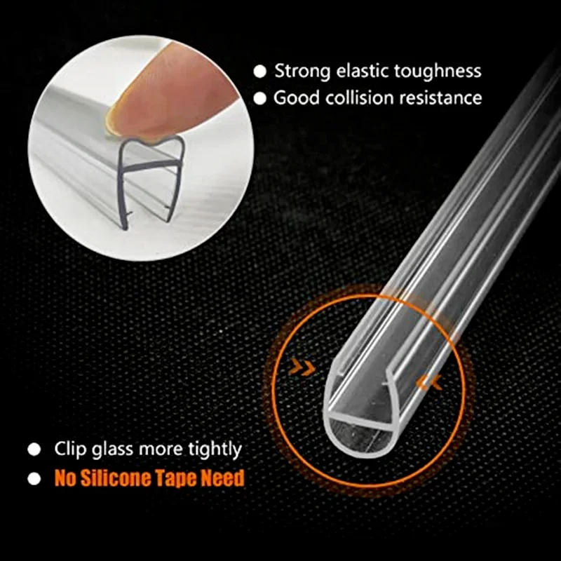 Glue-free Bath Shower Screen Door Seal Strip 4 to 12mm Rubber Glass Door Weatherstrip Portable Window Glass Fixture Accessories