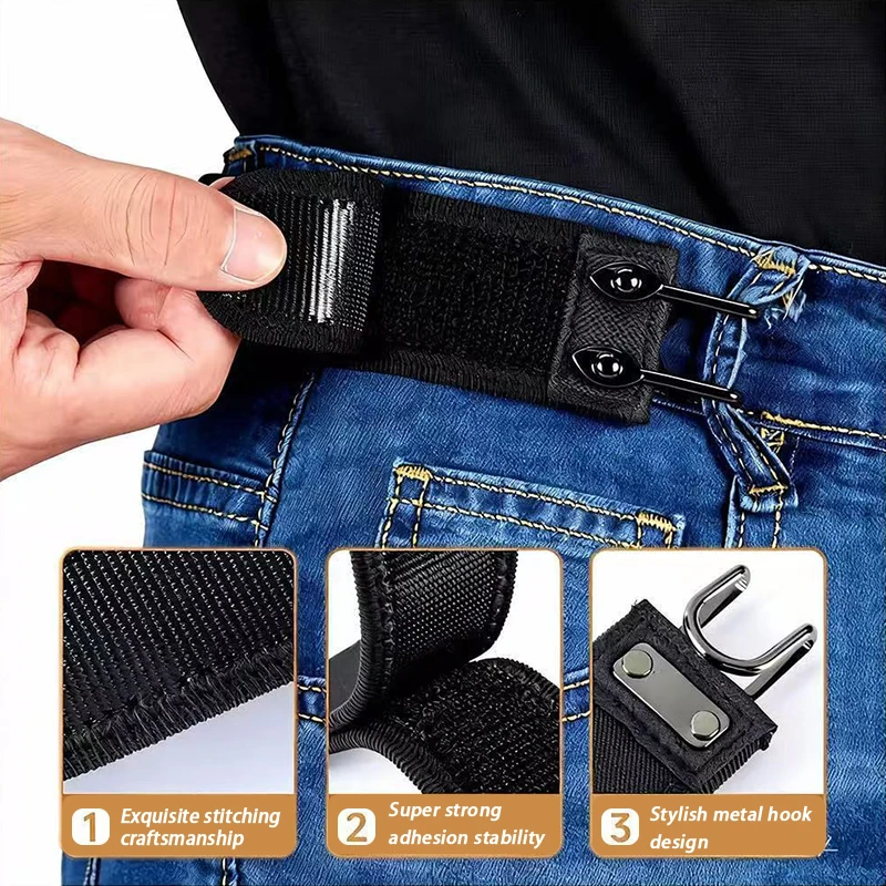 Belt Buckle Replacement Adjustable Metal Hook for Elastic Belts, Easy Install No-Tool Closure, Perfect for Outdoor, Casual Pants