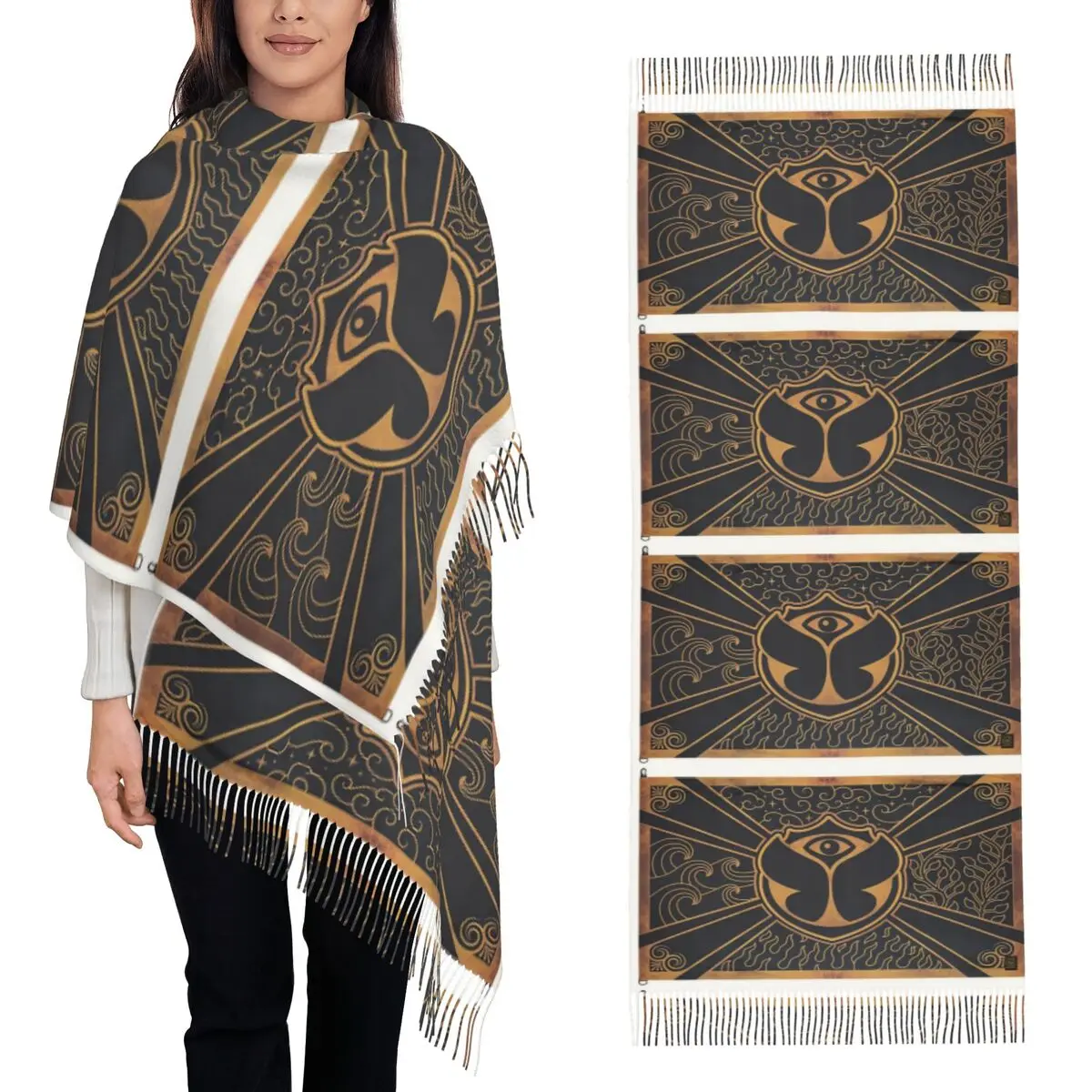 

Официальный шарф с флагом Tomorrowland, шарфы с кисточками для женщин, мягкие теплые шали и накидки, большая осенне-зимняя шаль