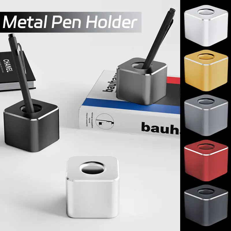 Portable Metal Pen Holder Pencil Shaver Toothbrush Bathroom Storage Rack Non-Slip Square Storage Case Learning Office Supplies