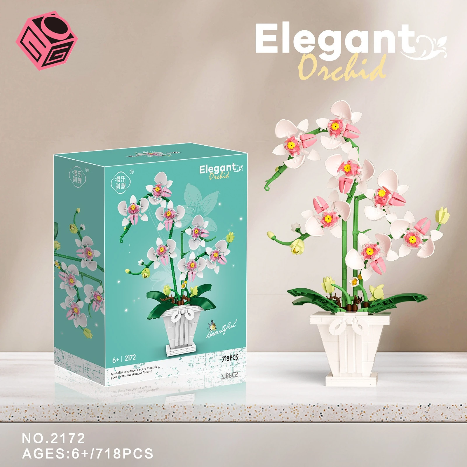 

Flowers Bouquet Orchid Building Blocks Bonsai Plant Model Bricks Artificial Romantic Home Decoration Toys Birthday Gift For Girl