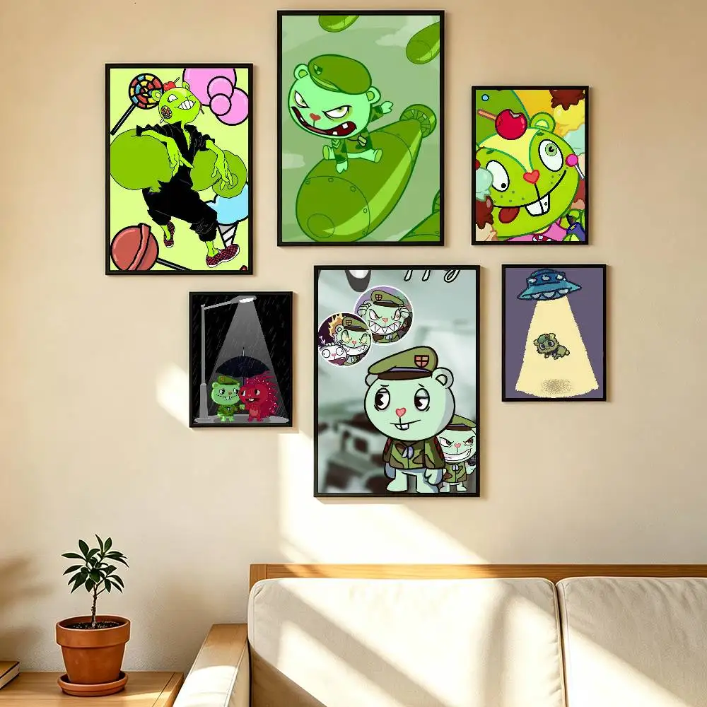 H-Happy Tree Friends F-Flippy Poster High Quality Dorm Living Room Aesthetic Wall Decoration Painting Stickers Gift