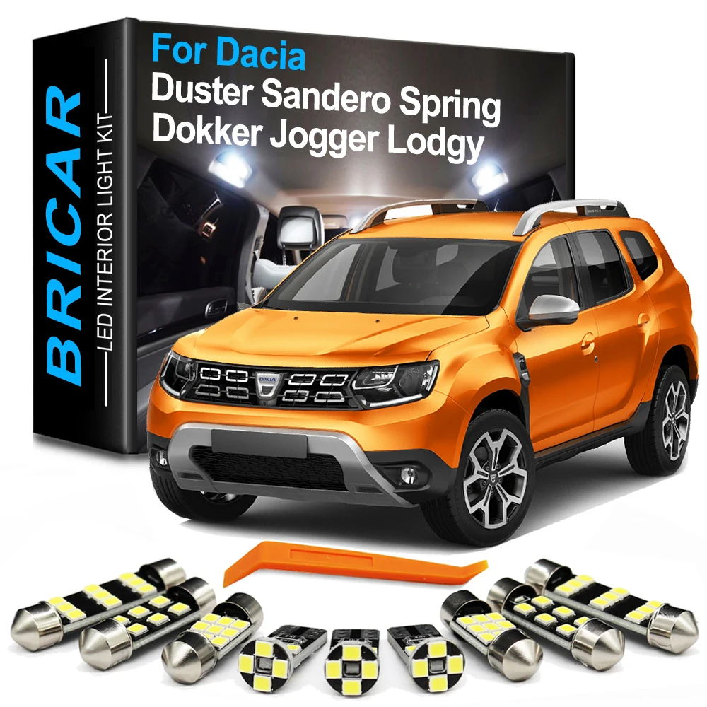 Bricar Canbus Car Interior LED Bulb Light Kit For Dacia Duster Sandero Jogger Lodgy Dokker Logan Spring I II MK1 MK2 MKI MKII