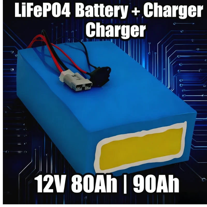 Lifepo4 12V 80ah 90ah lithium iron phosphate battery pack for AGV propeller golf cart robot forklift EV + 10A charge