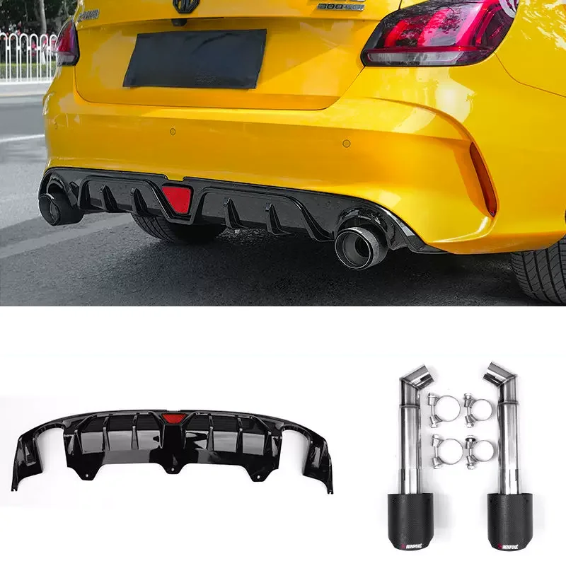 Rear Diffuser Valance for MG4 EV Mulan, Rear Bumper Lower Lip Spoiler with Exhaust Tips, ABS Car Styling Tuning Accessories