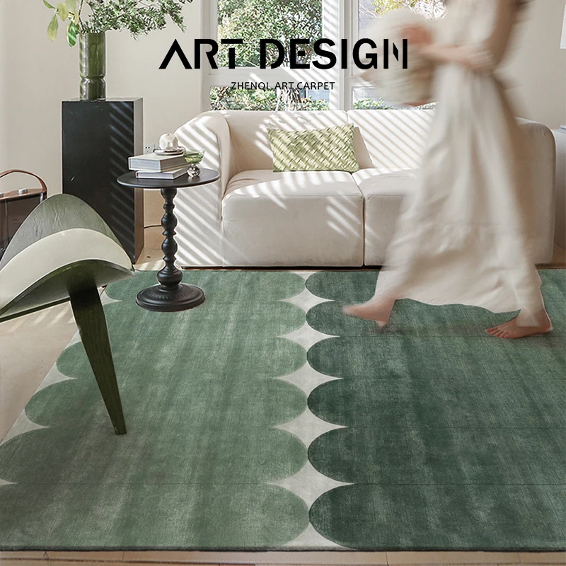French retro carpet living room home wool premium light luxury modern simple green bedroom bedside blanket