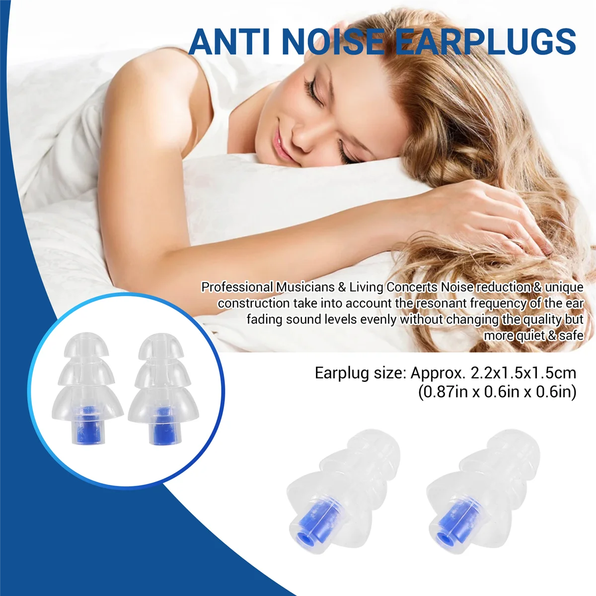 

HIWS 27Db Silicone Earbud Musician Filter Earplugs Noise Reduction Cancelling Hearing Protection Earbud Reusable Sleep Care For