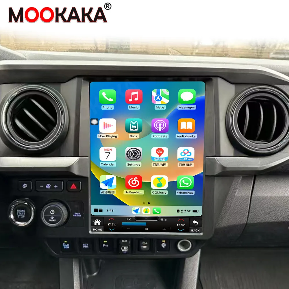 Android 13 Car GPS Navigation For Toyota Tacoma 2016 2017-2023 Multimedia CarPlay Auto Radio Stereo Audio Head Unit Balck or Red