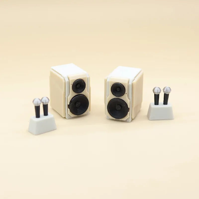 1:12 Mini Speaker with Microphone Sound System Model Pretend Play Realistic Scene Home Decor Dollhouse Miniature Crafts
