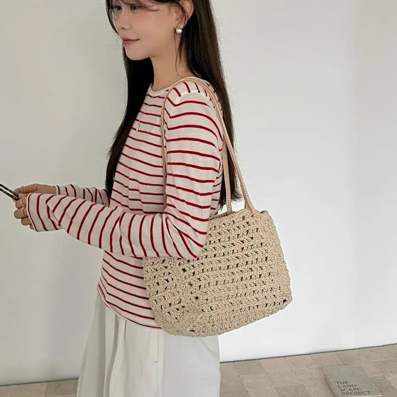 

FIRMRANCH 2026 Summer Slouchy Boho Style Wax Rope Crochet Women's Shoulder Underarm Bag Beach Vacation Weave Purse