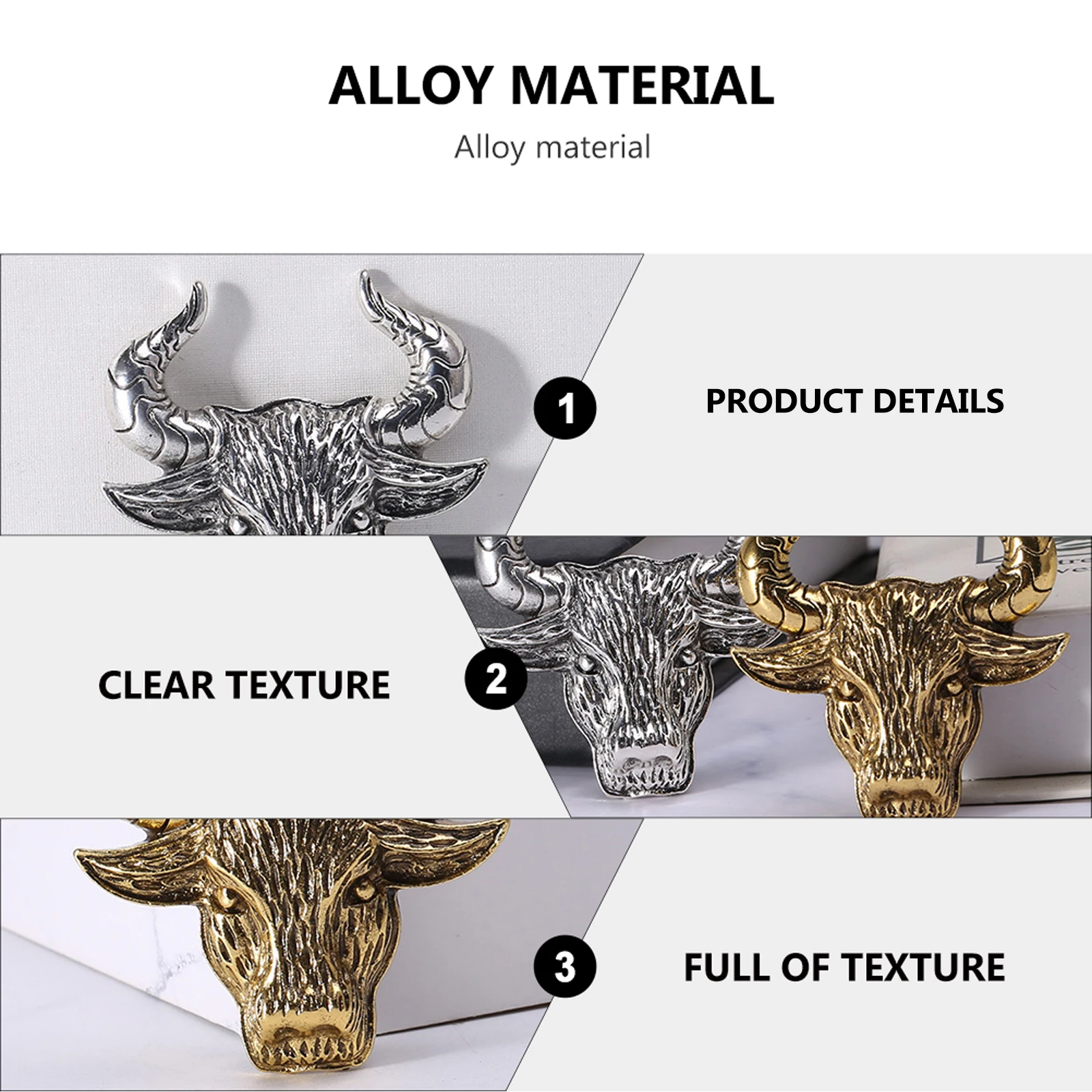 

2pcs Cattle Alloy Retro Breastpin Pins Alloy Brooch Cow Animal Design Durable Stylish Cattle Head Brooch Matching