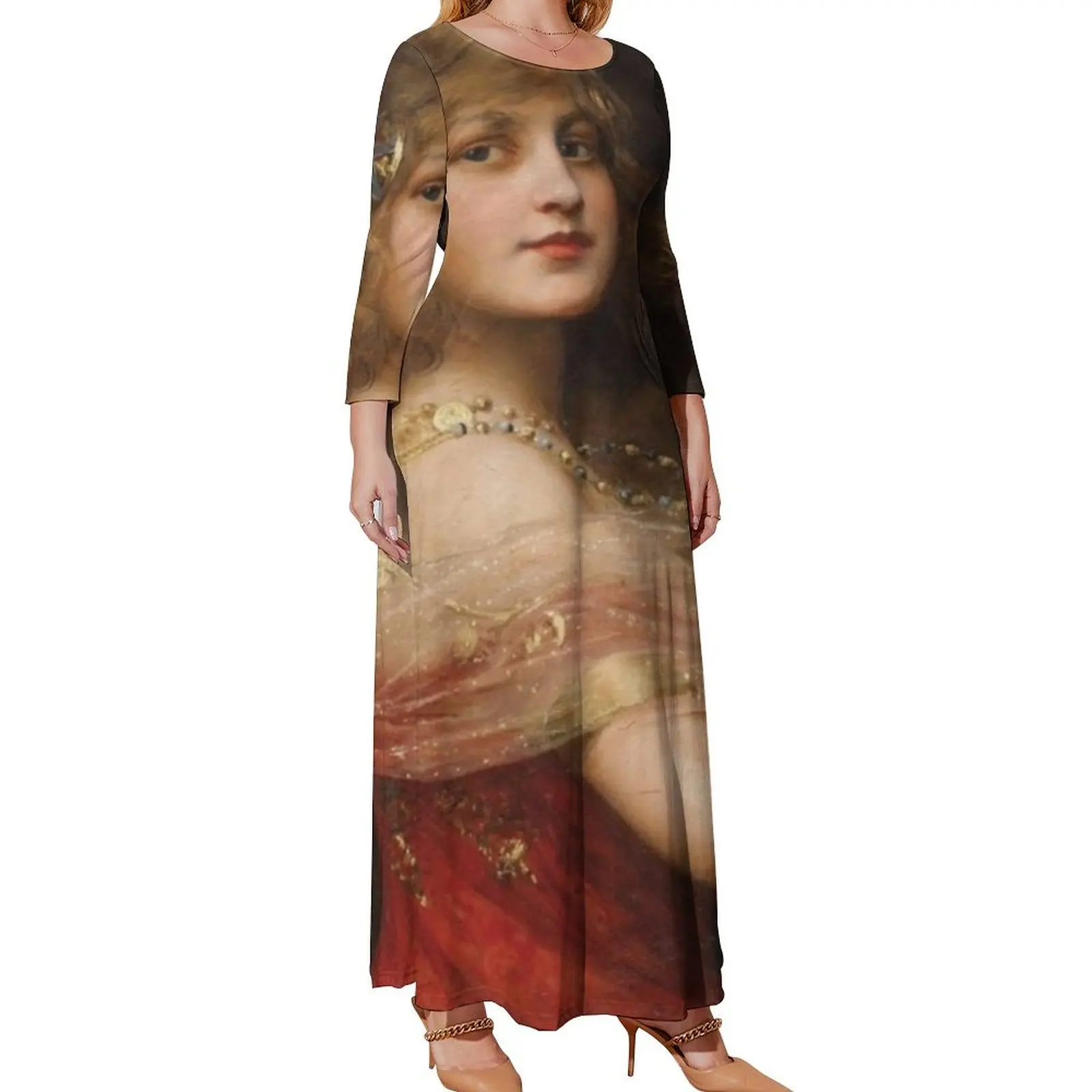 

Girl in Red Renaissance Painting Long Sleeved Dress Womens dresses long dresses for women