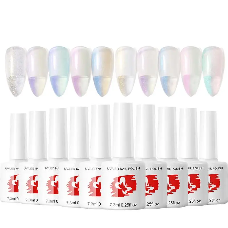 Shimmer Mermaid Nail Polish Gel Mermaid Nail Mirror Pigment Nail Polish For Girls Women10PCS/Set