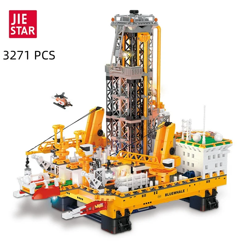 JJ9135 Blue Whale No 1 Offshore Oil Drilling Platform Large Building Blocks DIY Assembly Industrial Model Bricks Toy For Teenage