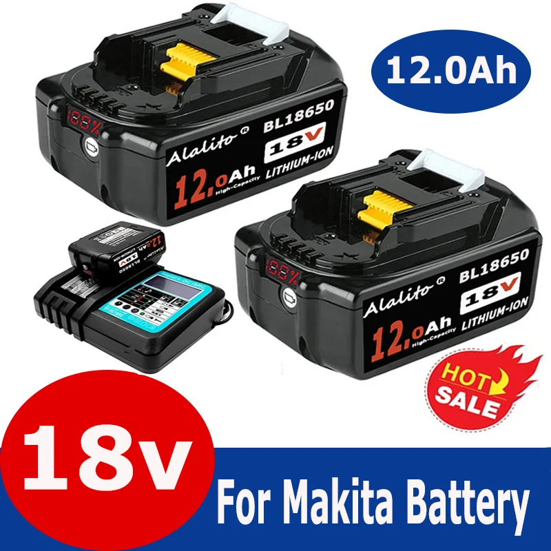 

18V Battery For Makita 12.0Ah Power Tools Replacement Accessories BL1840 BL1860 BL1850 Li-ion Rechargeable batteries With LED