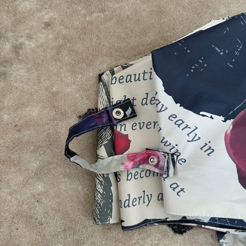 

Rose Pattern Automatic Umbrella Reinforced Frame Portable Sun Protection Umbrella Three Folding Lightweight Windproof Umbrella