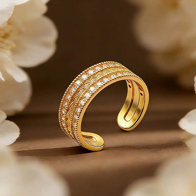9999 wheat ear ring for women, highend index finger 24K real gold earring, safe new Chinese style, middle and ancient style ring