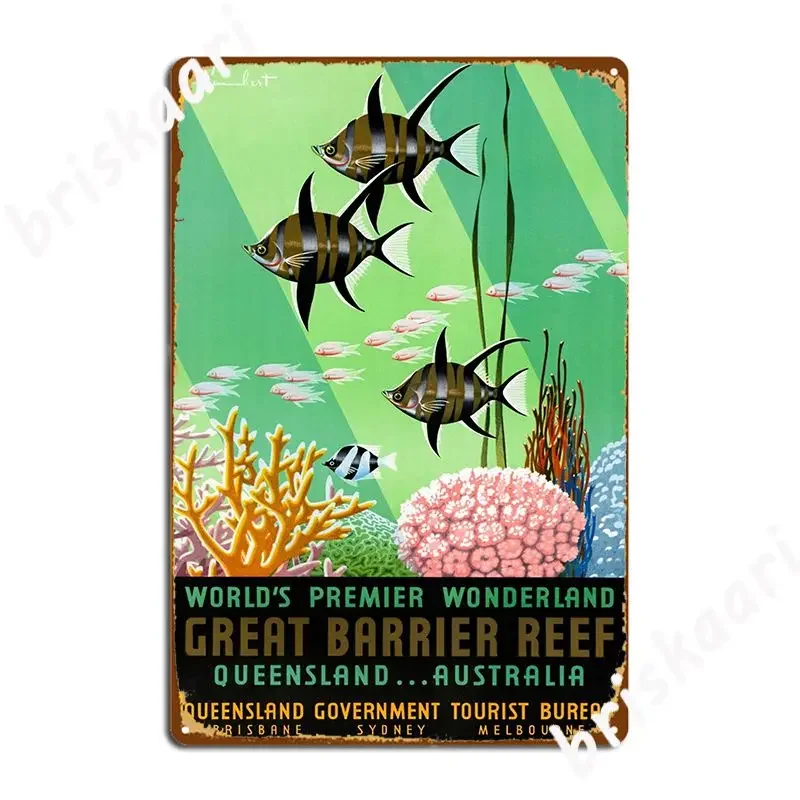 Great Barrier Reef Australia Vintage Travel Poster Metal Sign Retro Wall Plaque Party Pub Tin Sign Posters