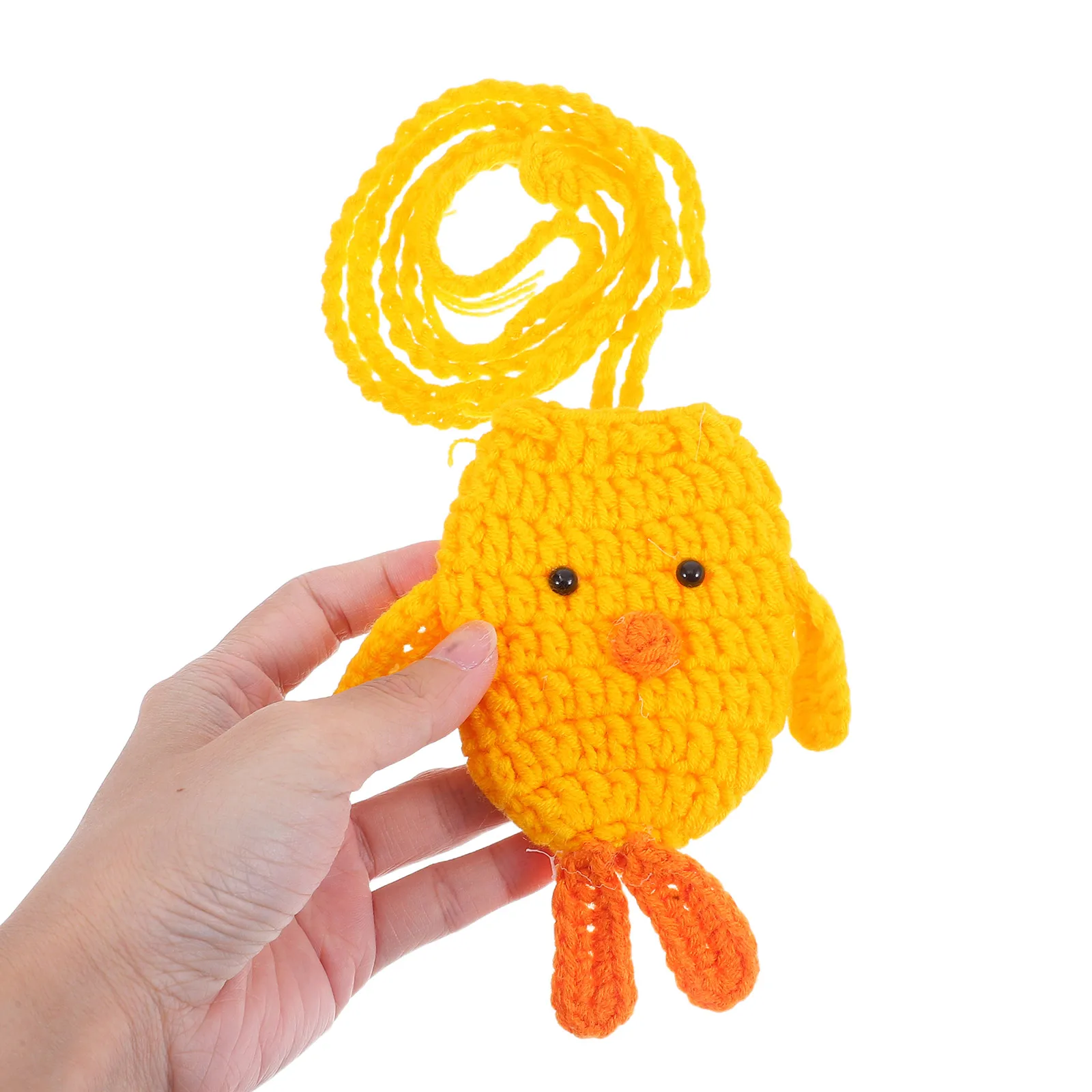 

Knitted Egg Bag Handmade Crochet Chick Pouch Yarn Holder Egg Storage Basket Portable for Kids Home Activities Chick Pouch Bag