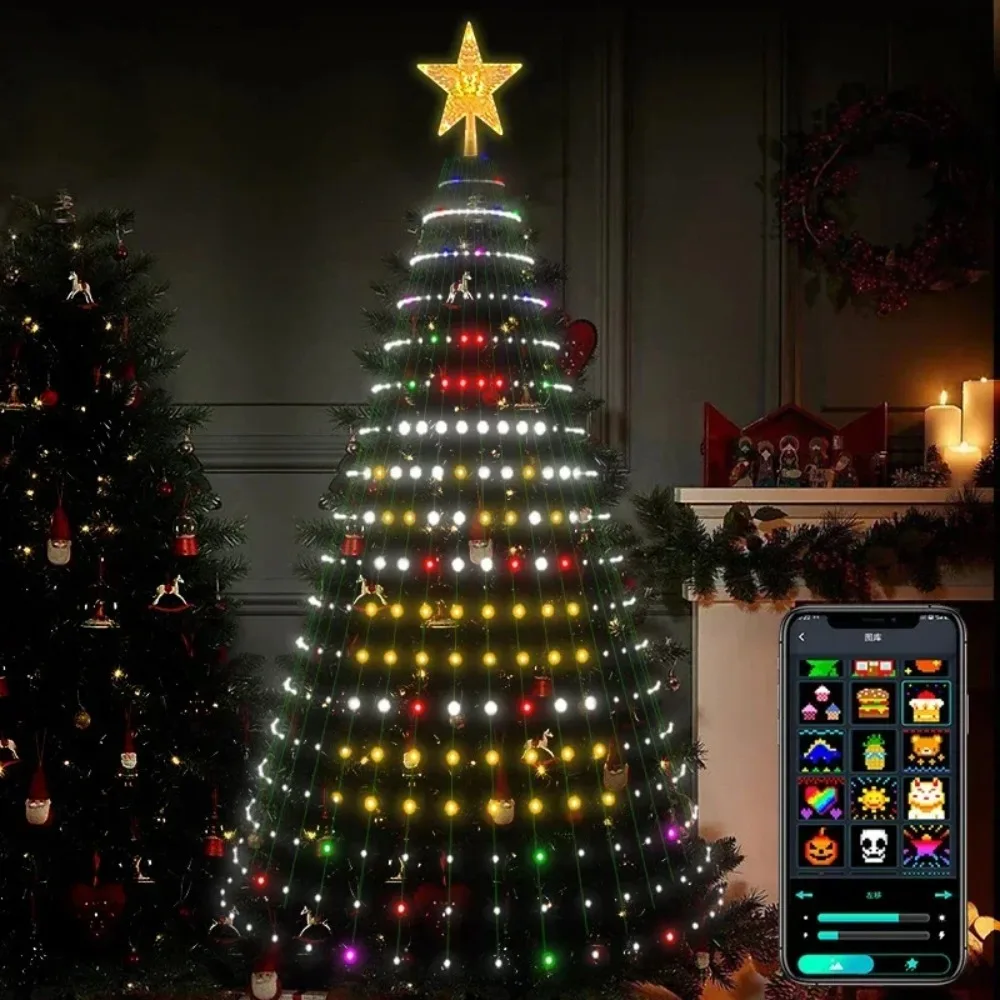 400LEDs Smart Christmas Tree Lights with Star Topper RGB LED Fairy Lights App Remote DIY Color Pattern for Christmas Tree Decor