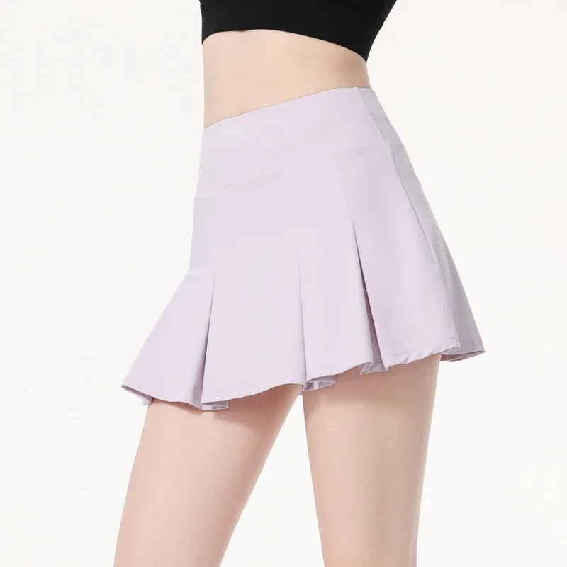 Women's 2 in 1 Tennis Skirt  Breathable Yoga Skirts Female Fake Two-piece Sports Golf Shorts Casual Gym Exercise Bottoms Skirts