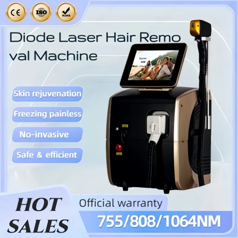 

Professional 808nm Diode Laser Machine 3-Wave Ice Titanium Body Hair Removal Machine Painless Permanent Alexander Equipment 2025