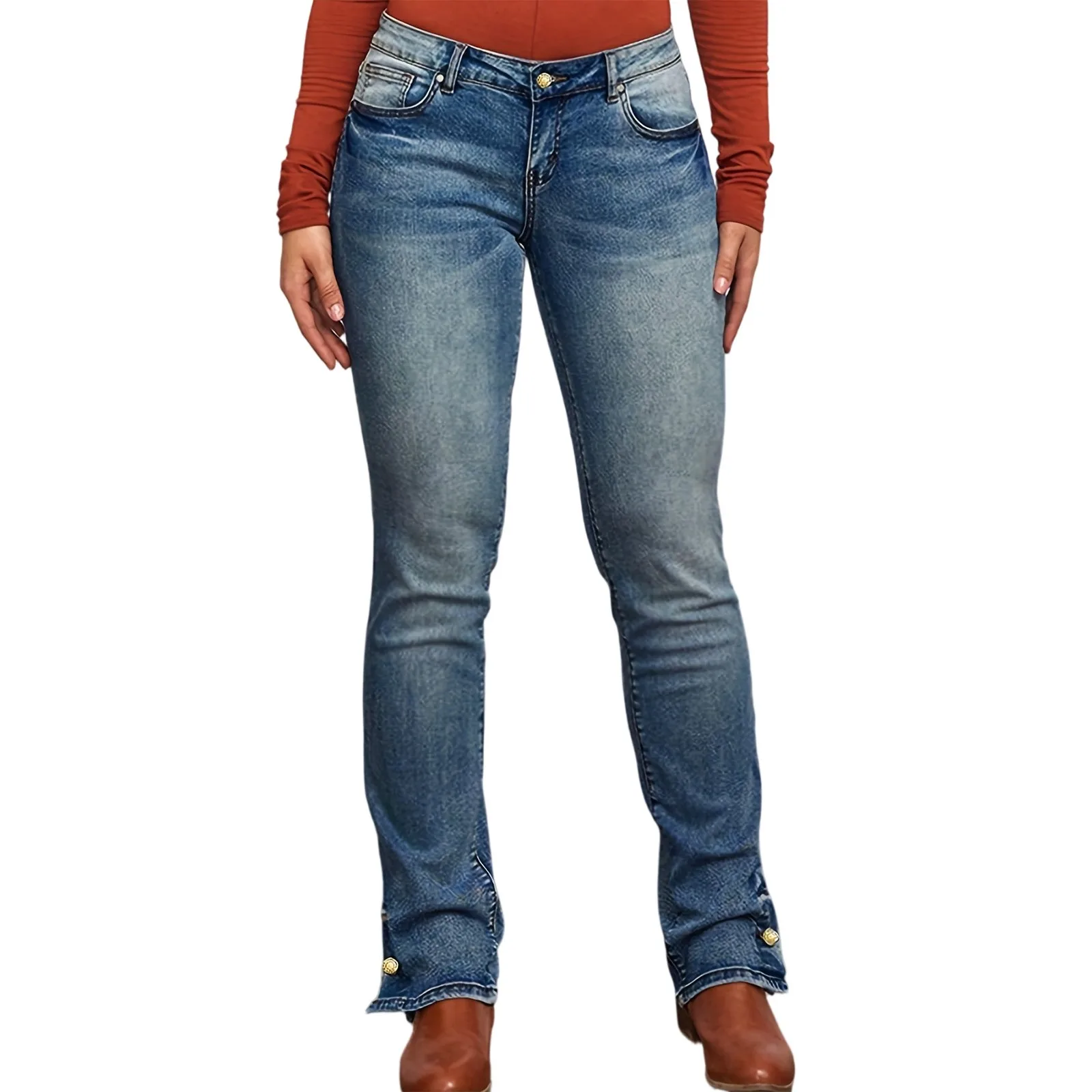 المرأة الكلاسيكية الدنيم السراويل أزياء خمر منخفضة الخصر نحيل الدينيم السراويل اليومية السببية تنوعا العصرية الشارع الشهير الجينز #1