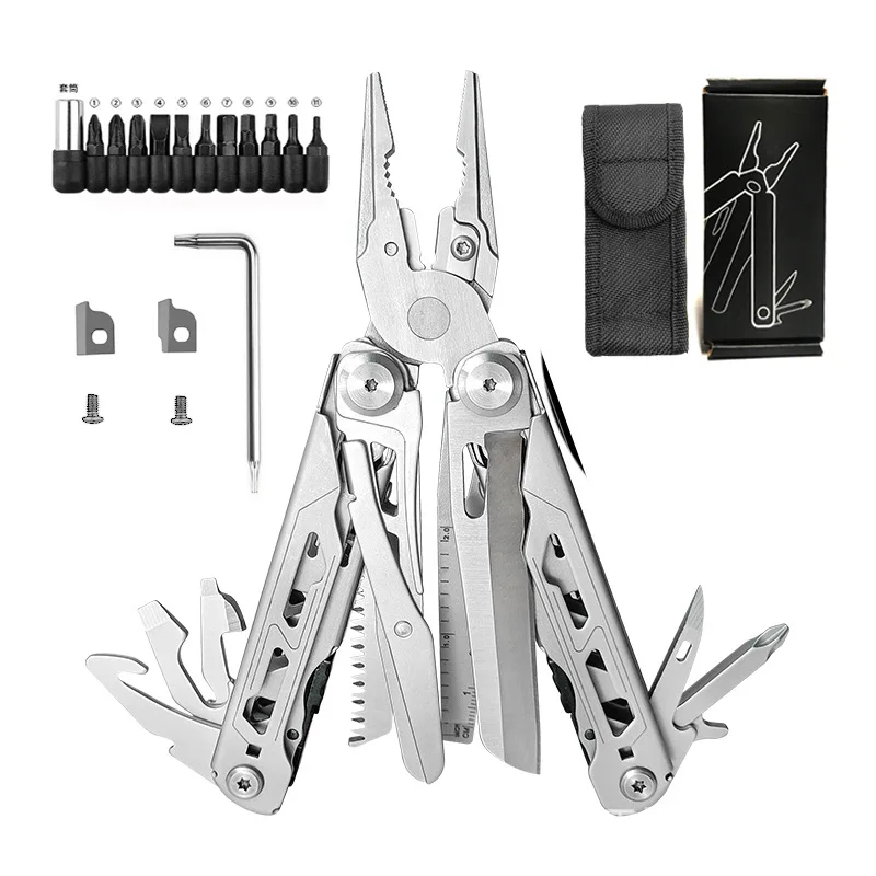 28 in 1 Outdoor Multifunctional Pliers Tool Professional Stainless Steel Folding Pliers Camping Tactical EDC Multi-purpose Plier