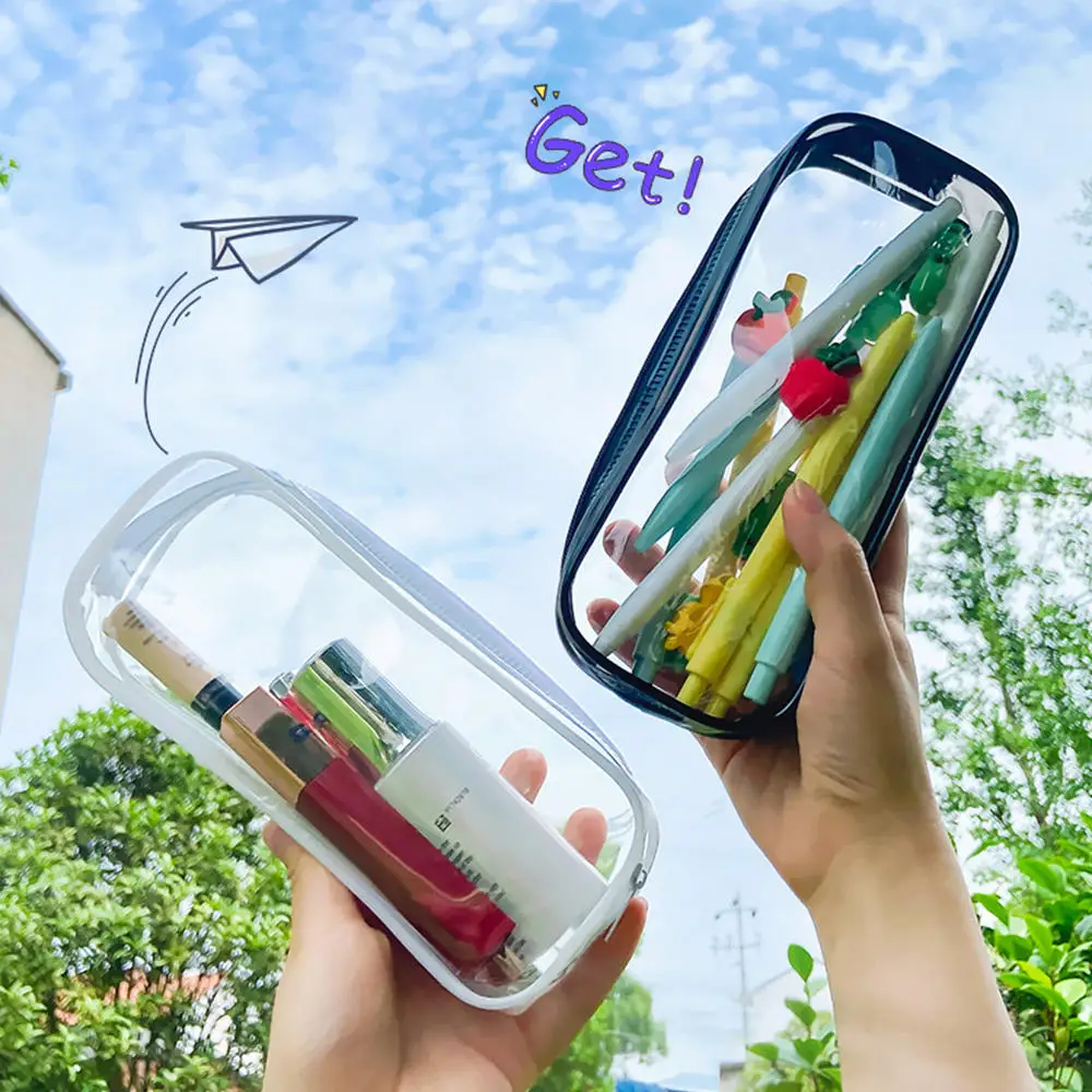 2021 new large-capacity zipper transparent pencil case school pencil case office school stationery storage box