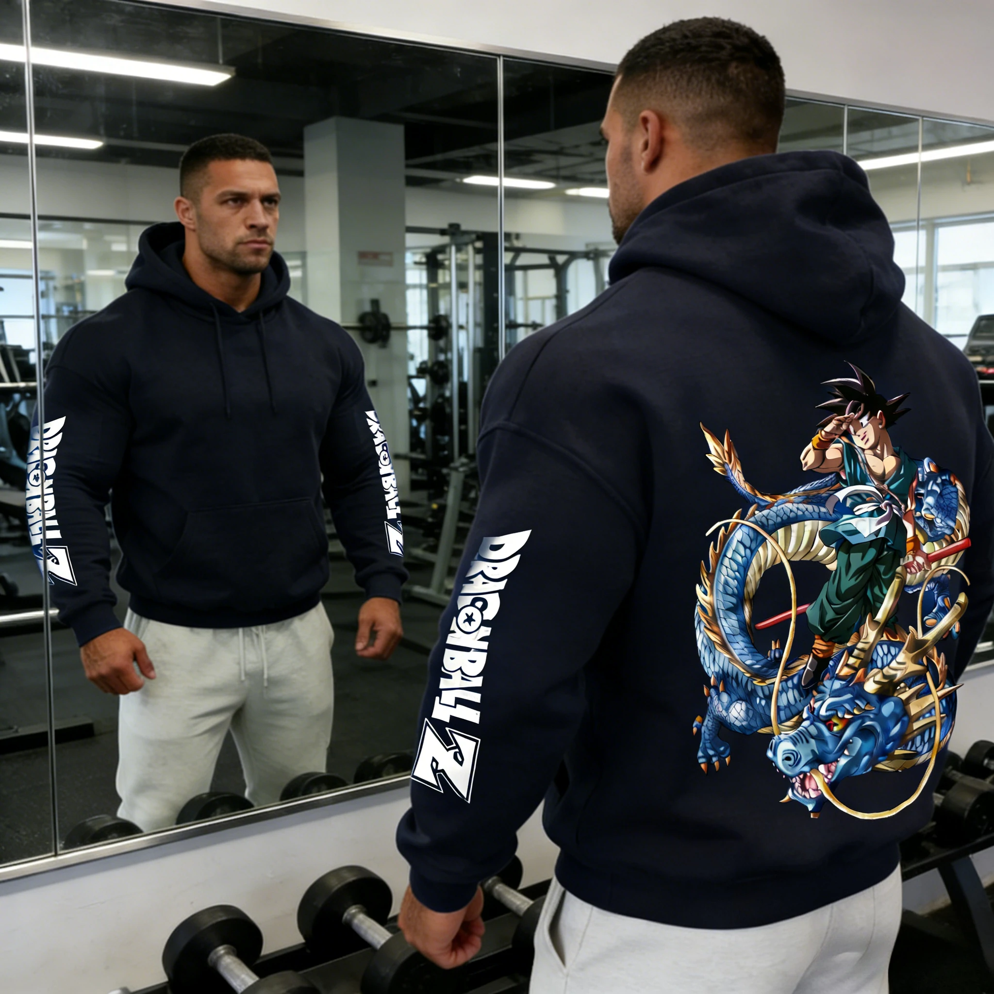 2026 Herbst Winter Dragon Ball Goku & Shenron Print Hoodie Herren 100% Baumwolle Oversized Gym Sweatshirt Vintage Streetwear Unisex