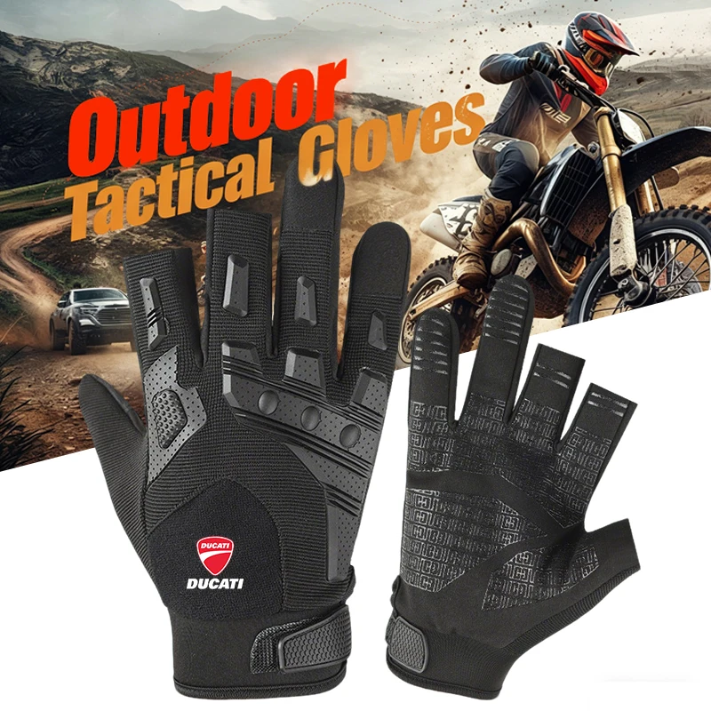 Three Fingers Motor Gloves Outdoor Vintage Anti-Slip Racing Finger Mittens For DUCATI Monster 950 939 821 SP 1100 696 595 797 view 2