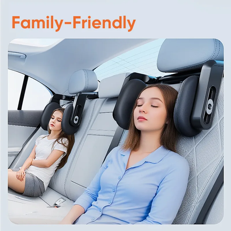 Car Memory Foam Headrest Ergonomic  Car Neck Pillow with Side Pads One-Click Adjustment Auto Sleep Cervical Suppot Pillow