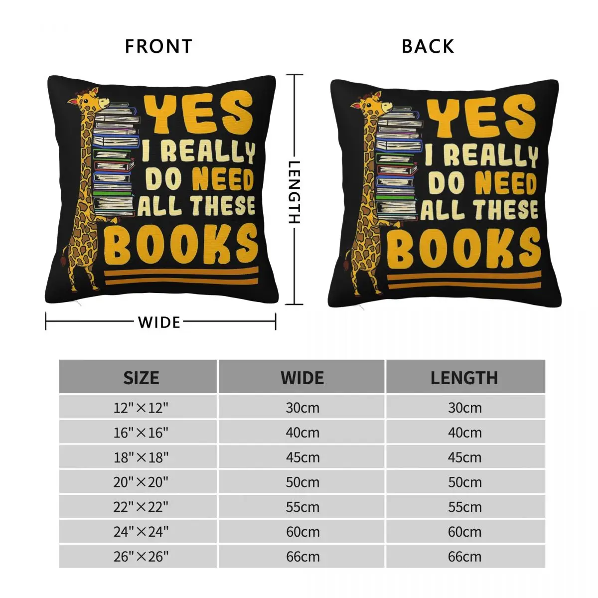 Books Giraffe Reading Reader Pillowcase Polyester Linen Velvet Creative Zip Decorative Pillow Case Sofa Cushion Cover