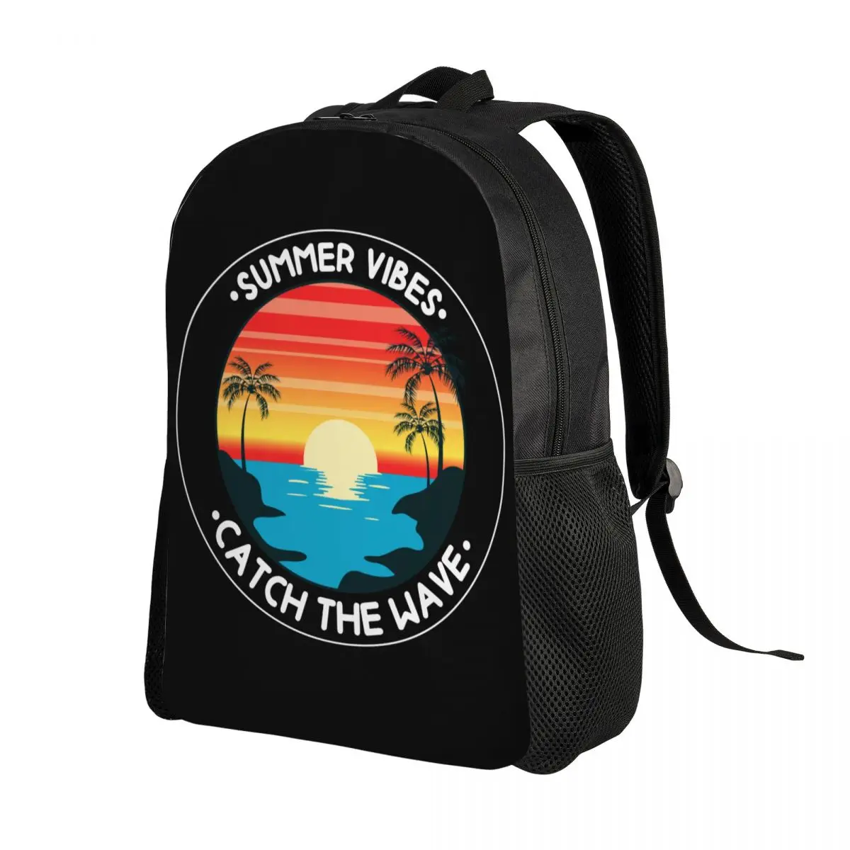 Summer Vibes Catch The Wave Backpacks for Women Men Waterproof College School Surfing Surfer Bag Printing Bookbags