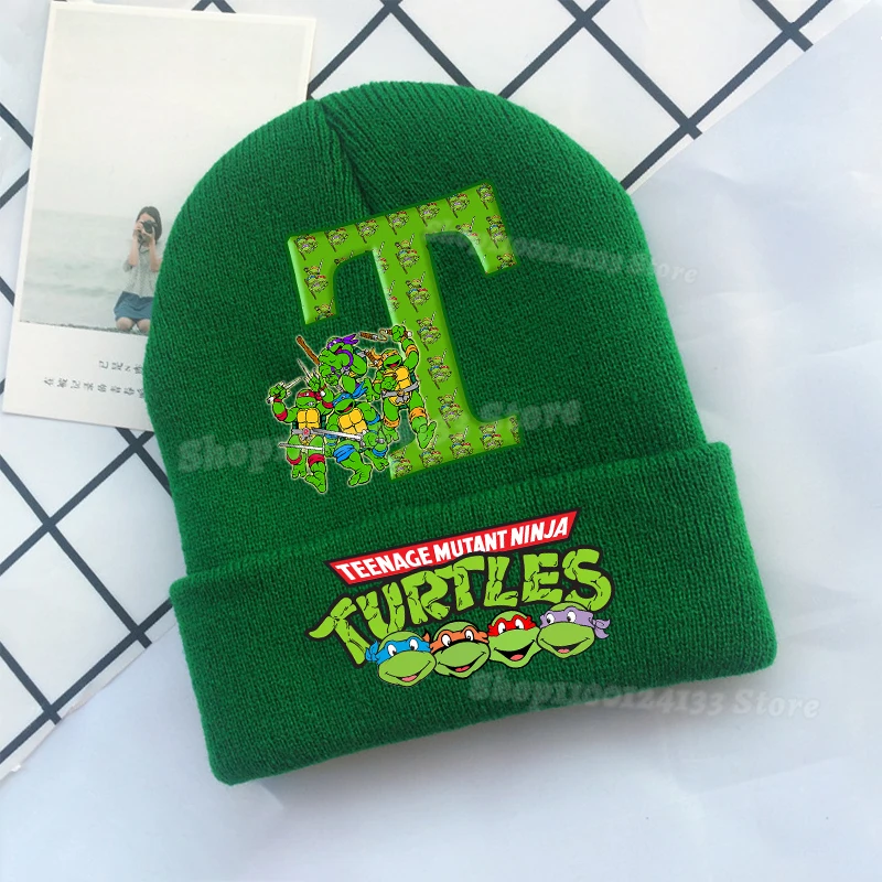 

Anime TMNT Mutant Ninja Turtles Baby Knitted Hat Beanie Cap Letter Cartoon Print Outdoor Winter Warmth Headgear Child's Boy Gift