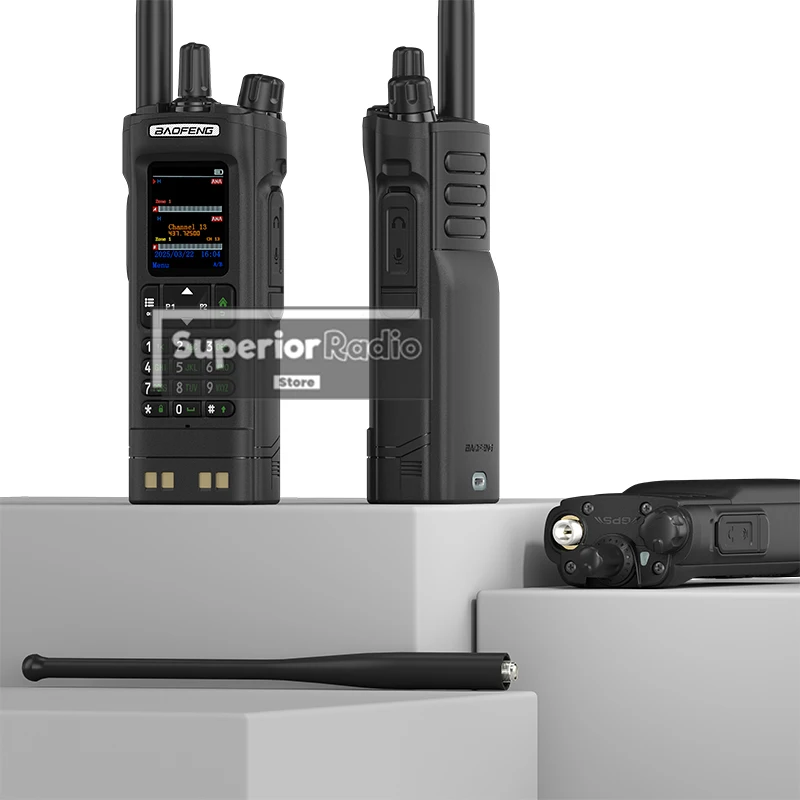 BAOFENG DMR DM-32 Digital Walkie Talkie GPS AES256 Encryption Dual Mode Analog Black Dual Time Slot AM APRS Digital Call DM-32UV