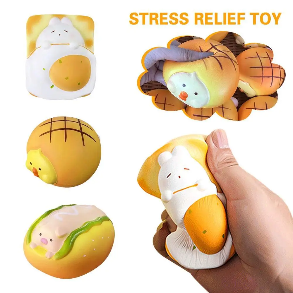 

Kids Squeeze Toy Toast Hot Dog Kawaii Animal Pattern Hamburger Bread Decompression Venting Toys Children's Gift