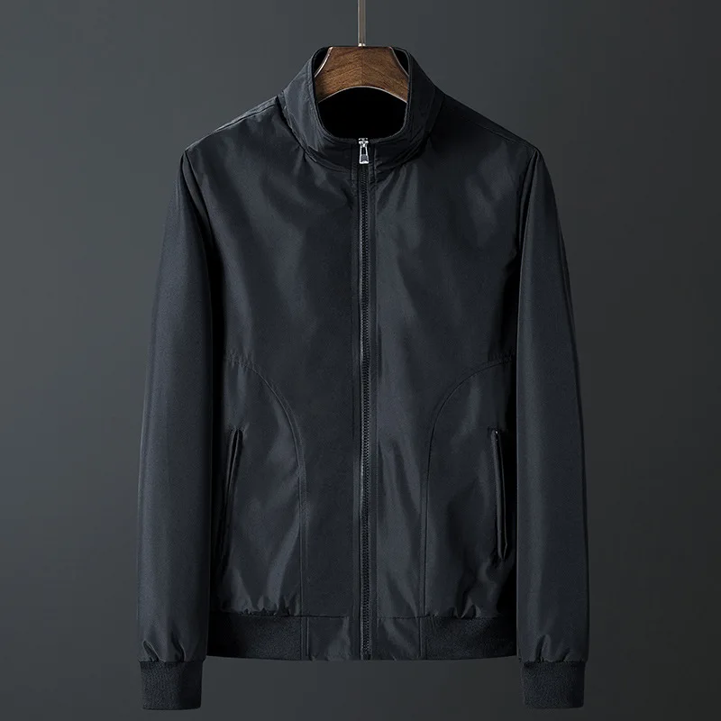  Autumn Man Jacket Simple Fashion Solid Color Stand Colar Male Baseball Uniform Coat Long Sleeve Breathable Men Outerwear