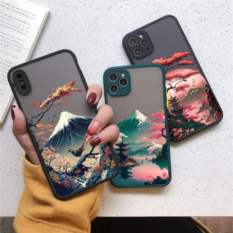 Japanese Aesthetic Mount Fuji Landscape Phone Case For iPhone 15 Plus 17 16 14 13 12 11 15 Pro Max Mini XR XS X Shockproof Cover - náhled 4