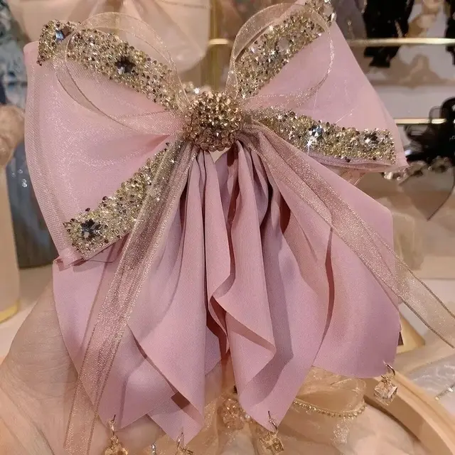 Moda damska ślubne nakrycie głowy koreańska ozdoba do włosów akcesoria damskie kryształ kryształ górski spinka motyl kokarda spinki do włosów dla dziewczynek