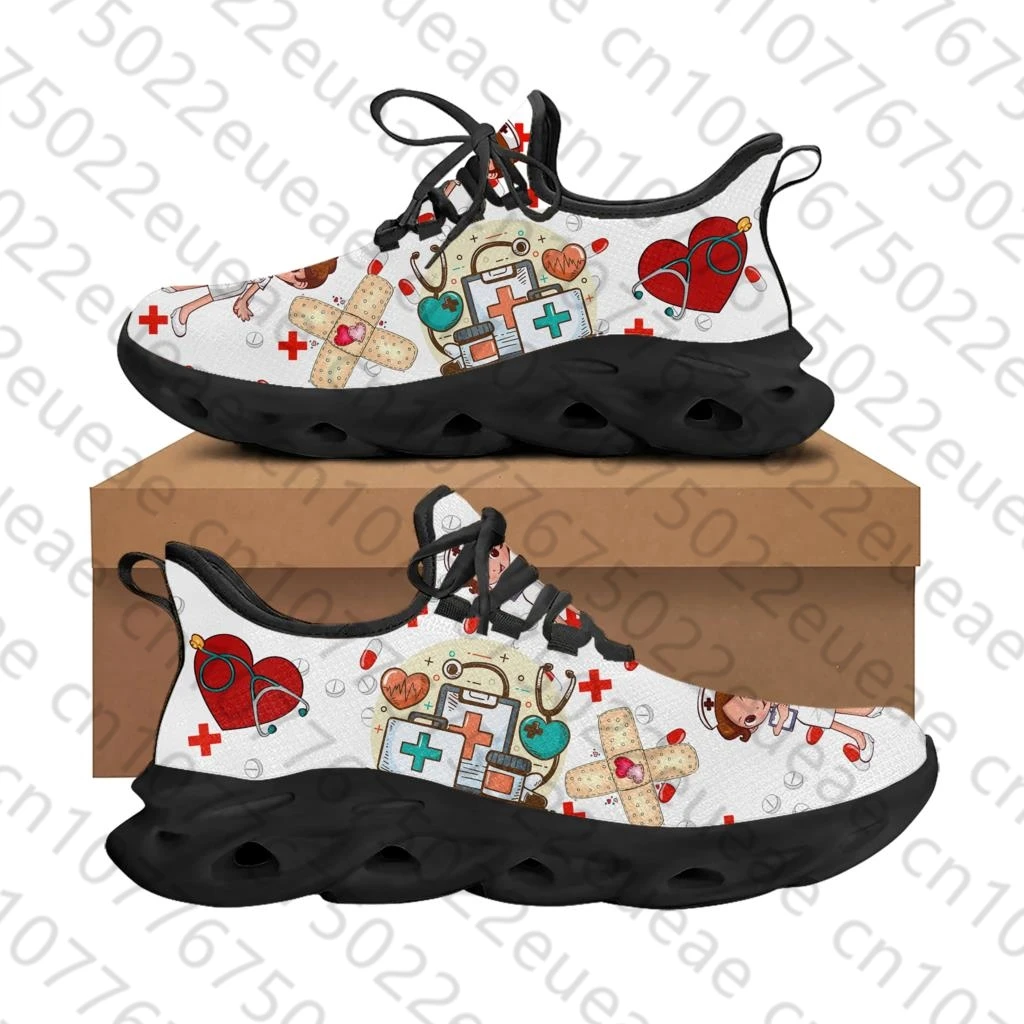 Cute Cartoon Nurse Doctor Medical Flats Sneakers Mens Womens Sports Running Shoes Sneaker Lace Up Mesh Footwear custom made Shoe